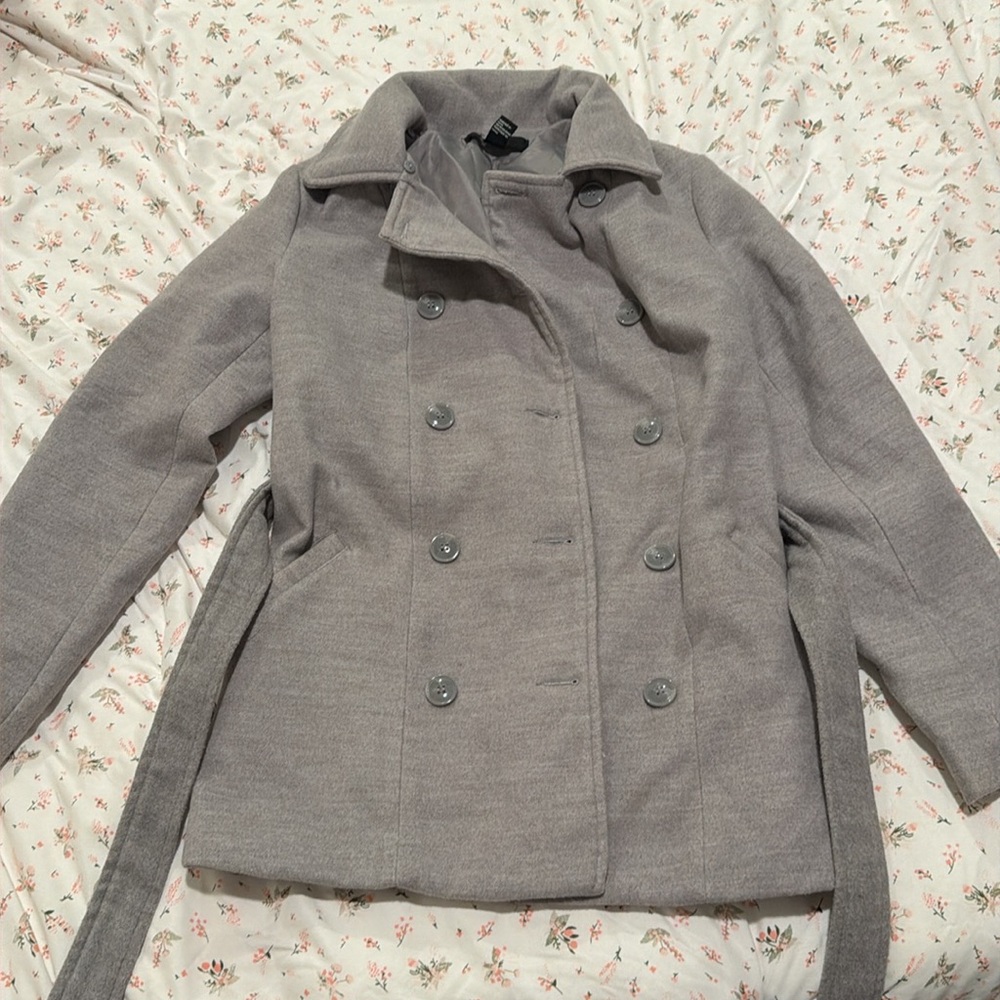 Gray womens peacoat